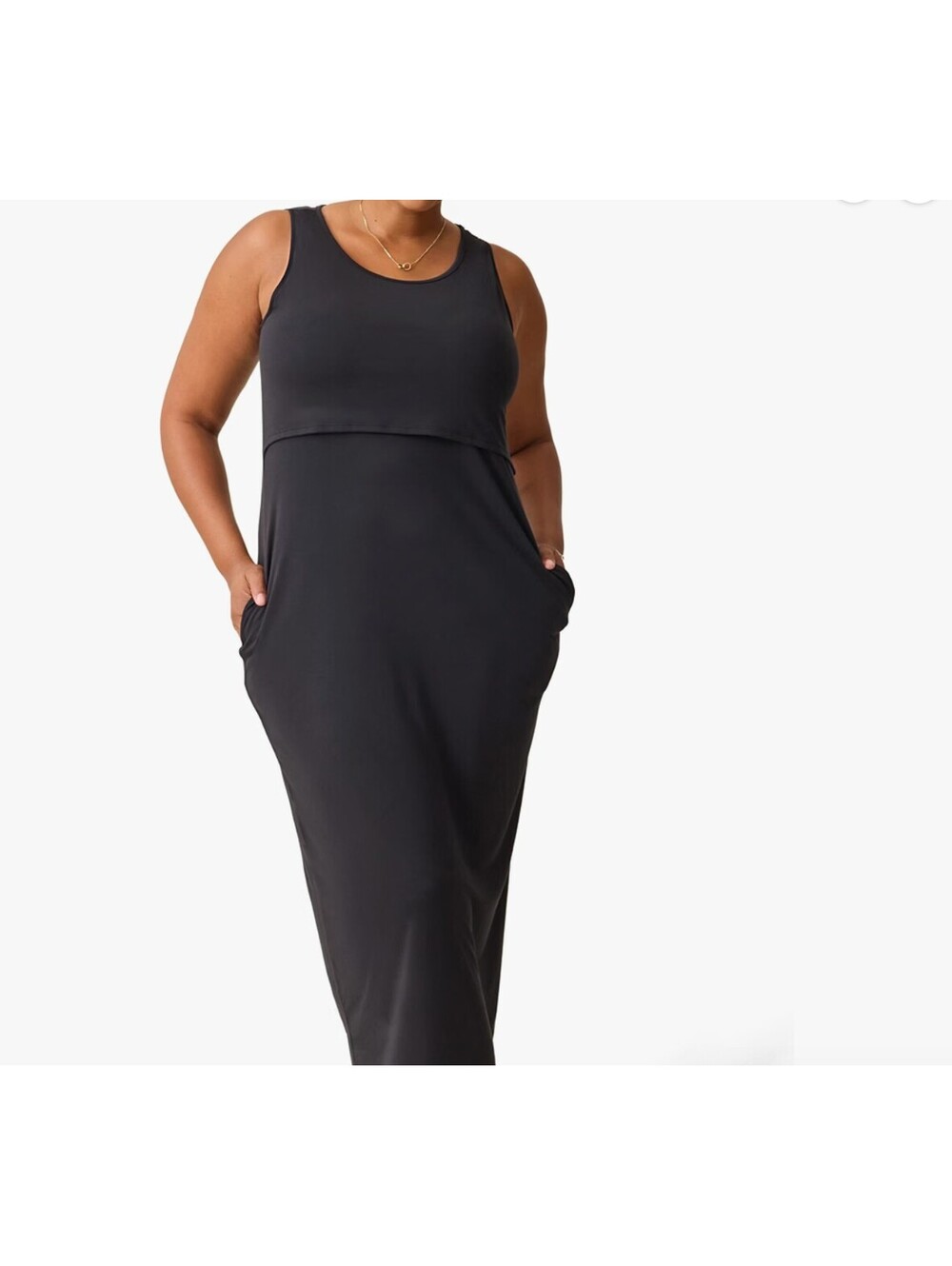 Kindred Bravely Nursing Maxi Dress Black Large NEW